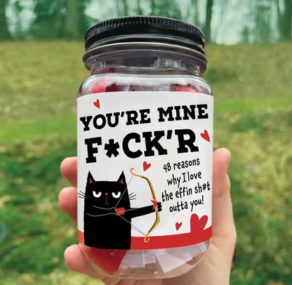 🔥Last Day 49% OFF - 🏹❤️Funny Valentine Glass Jar Tell Them You Luv ’Em — With 48 Badass Quotes😻 🎁Ready to gift — no wrapping stress!