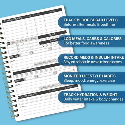 🔥Last Day 49% OFF - 📘✨Special for Diabetes🔥Diabetes Tracker Book with Food List